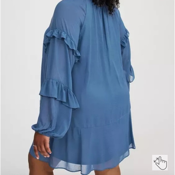 Torrid Blue Ruffled Bishop Sleeve Sundress - Picture 2 of 5